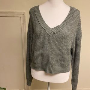 Grey cropped knit sweater